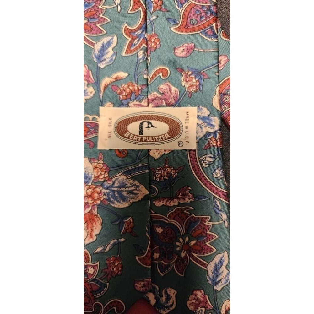 STAFFORD BERT PULITZER 417 Necktie Men OS Multicolor Striped Floral Paisley - Picture 8 of 11